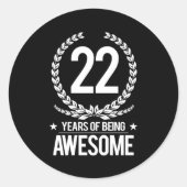 22. Geburtstag (22 Jahre Phantastisch) Runder Aufkleber (Vorderseite)