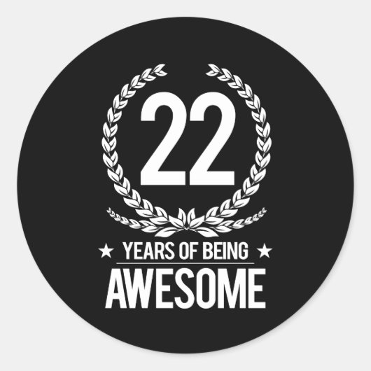 22. Geburtstag (22 Jahre Phantastisch) Runder Aufkleber (Vorderseite)