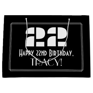 22. Geburtstag ~ Art Deco Inspiriert Look "22" + N Große Geschenktüte