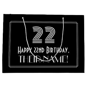 22. Geburtstag — Art Deco Inspiriert Look "22" & N Große Geschenktüte