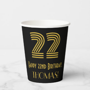 22. Geburtstag: Art Deco inspiriertes Aussehen „22 Pappbecher
