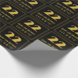 22. Geburtstag – Art Deco inspiriertes Aussehen "2 Geschenkpapier