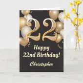 22. Geburtstag Black and Gold Balloons Confetti Karte (Gelbe Blume)