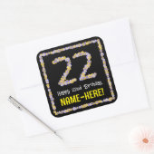 22. Geburtstag: Blumennummer, Individuelle Name, B Quadratischer Aufkleber (Umschlag)