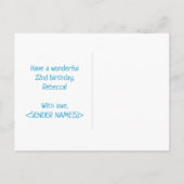 22. Geburtstag: Bold, Fun, Simple, Rainbow 22 Postkarte (Rückseite)