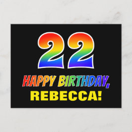 22. Geburtstag: Bold, Fun, Simple, Rainbow 22 Postkarte