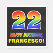 22. Geburtstag: Bold, Fun, Simple, Rainbow 22 Serviette (Vorderseite)