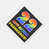 22. Geburtstag: Bold, Fun, Simple, Rainbow 22 Serviette (Ecke)