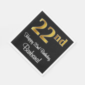 22. Geburtstag ~ Elegante Luxuriöse Imitate Gold L Serviette (Ecke)