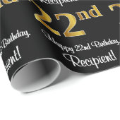 22. Geburtstag: Elegante Luxury Imitate Gold Look Geschenkpapier (Rolleneckpunkt)
