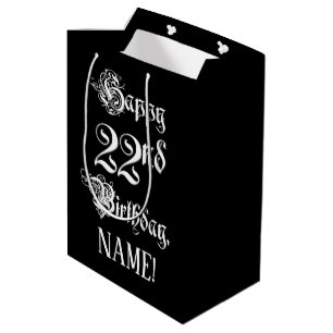 22. Geburtstag: Extravagant, elegant, Script + Ind Mittlere Geschenktüte