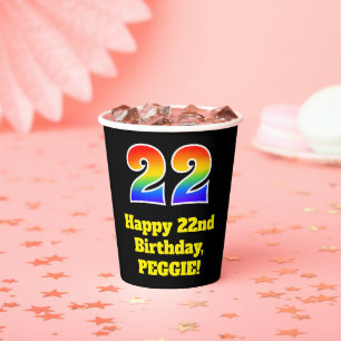 22. Geburtstag: Farbenfroh, Spaß, Spannung, Regen Pappbecher