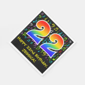 22. Geburtstag - Farbige Musiksymbole, Regenbogen Serviette (Ecke)