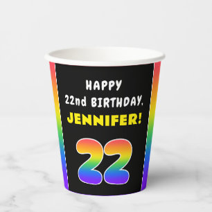 22. Geburtstag: Farbiger Regenbogen # 22, Individu Pappbecher