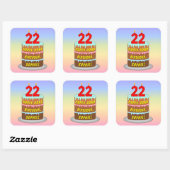 22. Geburtstag: Fun Cake and Candles + Individuell Quadratischer Aufkleber (Blatt)