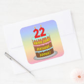 22. Geburtstag: Fun Cake and Candles + Individuell Quadratischer Aufkleber (Umschlag)