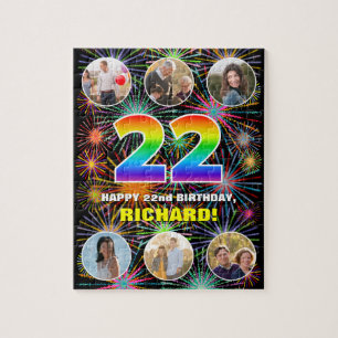 22. Geburtstag: Fun Rainbow #, Individuelle Name + Puzzle