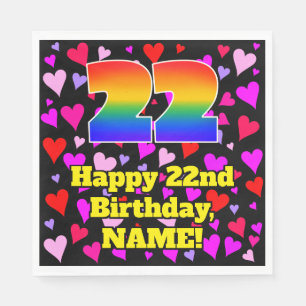 22. Geburtstag: Loving Hearts Pattern, Regenbogen Serviette