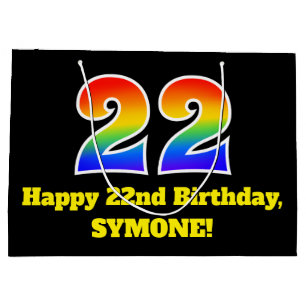 22. Geburtstag ~ Lustig, Bunt, Lebendig, Regenboge Große Geschenktüte