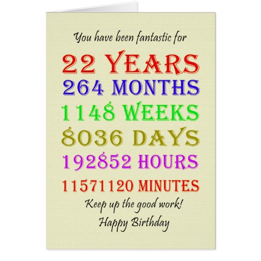 22. Geburtstag - Meilensteine (Vorne)