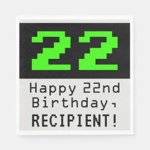 22. Geburtstag - Nerdy / Geeky Style "22" & Name Serviette