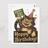 22. Geburtstag niedliche lustige Katze Vintag Postkarte (Vorne/Hinten)