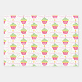 22. Geburtstag Pink Green Cupcakes Umschlagpapier Geschenkpapier Set (Vorderseite 2)