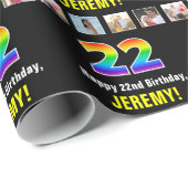 22. Geburtstag: Regenbogen "22"; kundenspezifische Geschenkpapier (Rolleneckpunkt)
