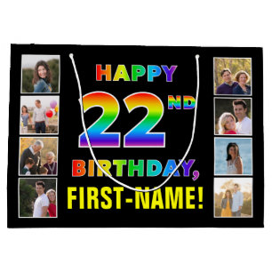 22. Geburtstag: Regenbogentext, benutzerdefinierte Große Geschenktüte