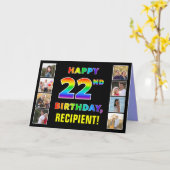 22. Geburtstag: Regenbogentext, benutzerdefinierte Karte (Gelbe Blume)