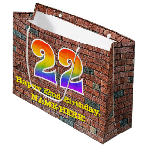 22. Geburtstag: Spaß, Graffiti-Inspiriert Regenbog Große Geschenktüte