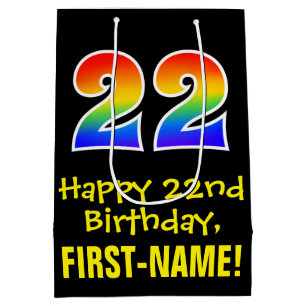 22. Geburtstag: Spaß, kühl, farbig, Regenbogen "22 Mittlere Geschenktüte