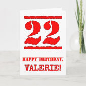 22. Geburtstag: Spaß, Red Rubber Briefmarke Inspir Karte (Vorderseite)