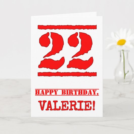 22. Geburtstag: Spaß, Red Rubber Briefmarke Inspir Karte (Kleine Pflanze)