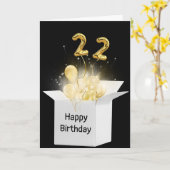 22. Geburtstagsballons in weißer Box Karte (Gelbe Blume)