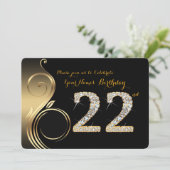 22., Geburtstagseinladung, Number Diamond, Foto Einladung (Stehend Vorderseite)