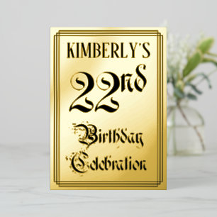 22. Geburtstagsfeier — Elegante Schrift + Benutzer Folieneinladung
