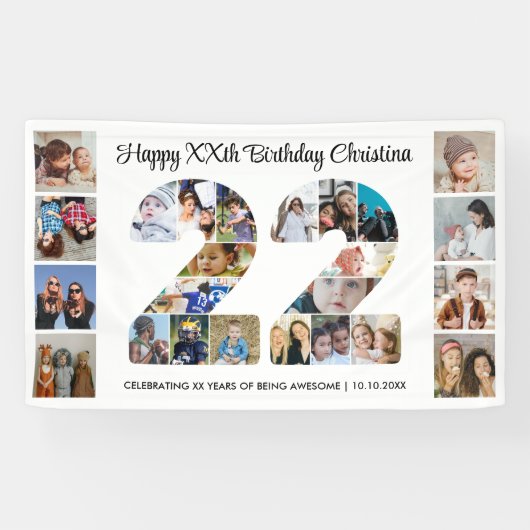 22. Geburtstagsfeier Nummer 22 Fotocollage Banner (Horizontal)