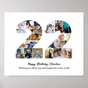 22. Geburtstagsfeier Nummer 22 Fotocollage Poster