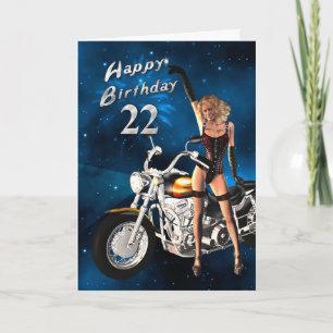 22. Geburtstagskarte mit Motorrad Karte