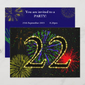 22. Geburtstagsparty Einladung (Vorne/Hinten)