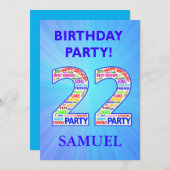 22. Geburtstagsparty Einladung einen Namen hinzufü (Vorne/Hinten)