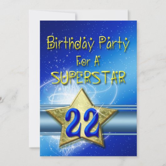 22. Geburtstagsparty Einladung für einen Superstar (Vorderseite)