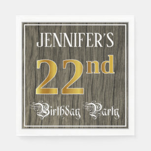 22. Geburtstagsparty - Imitate Gold & Imitate Wood Serviette
