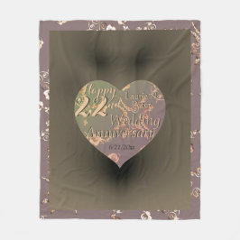 22. Hochzeitstag - Coppery Heart Rose Fleecedecke