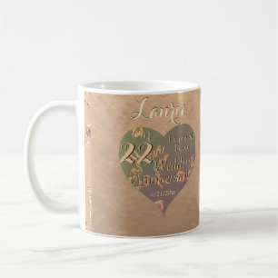 22. Hochzeitstag - Coppery Heart Rose Kaffeetasse
