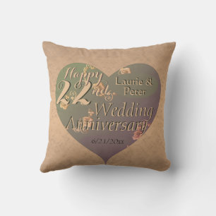 22. Hochzeitstag Herz-Kissen Kissen