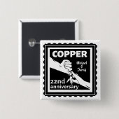 22. Hochzeitstag mit Händen Button (Vorne & Hinten)