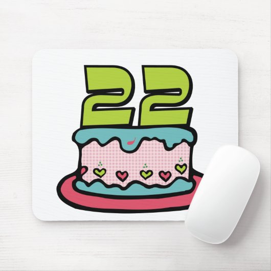 22-jähriger Geburtstagskuchen Mousepad (Mit Mouse)