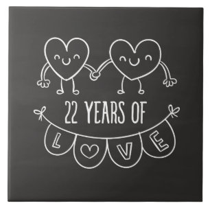 22. Jubiläum Geschenk Chalk Herzen Fliese